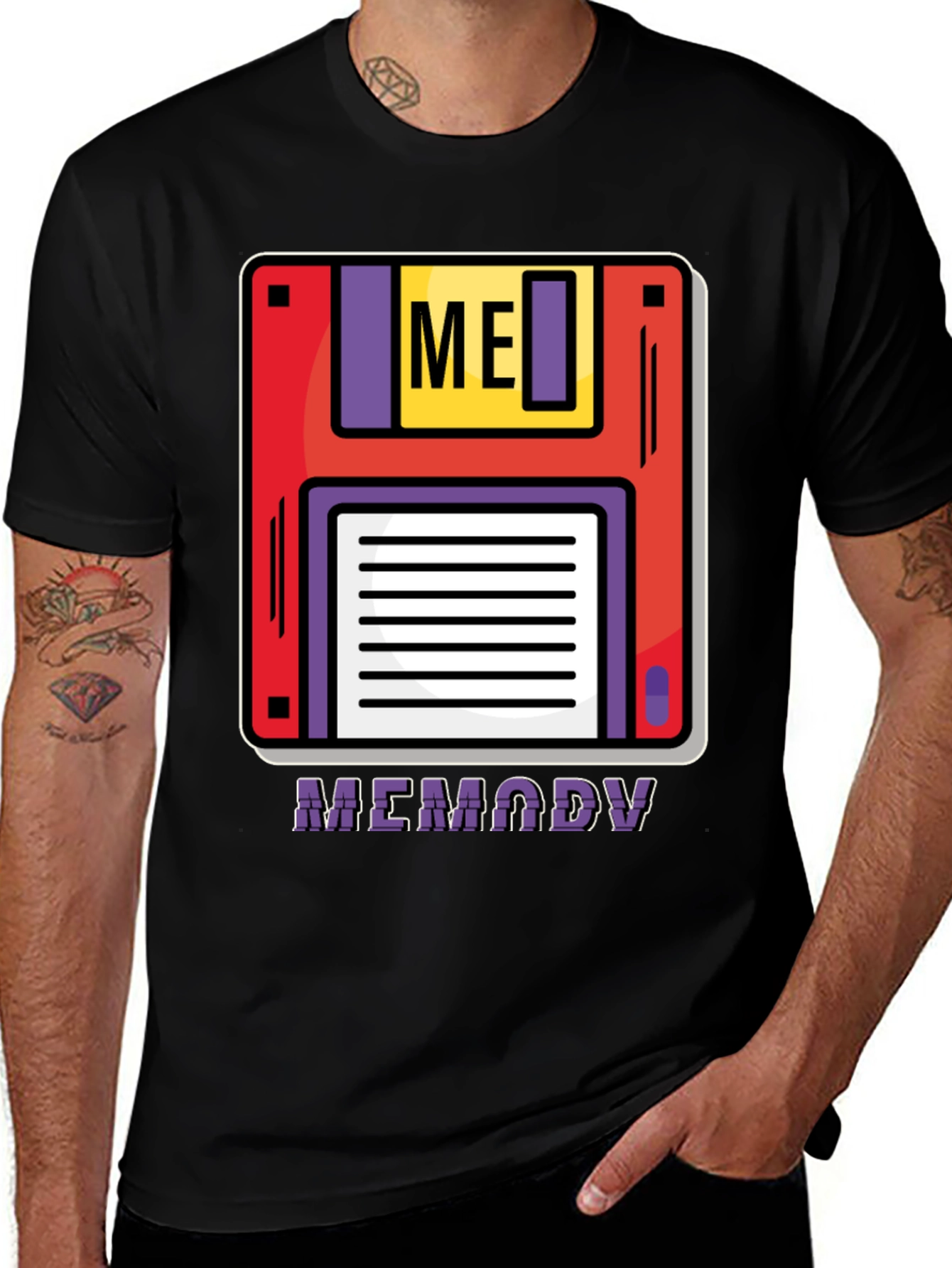 Retro Memory Floppy Disk Black T-Shirt