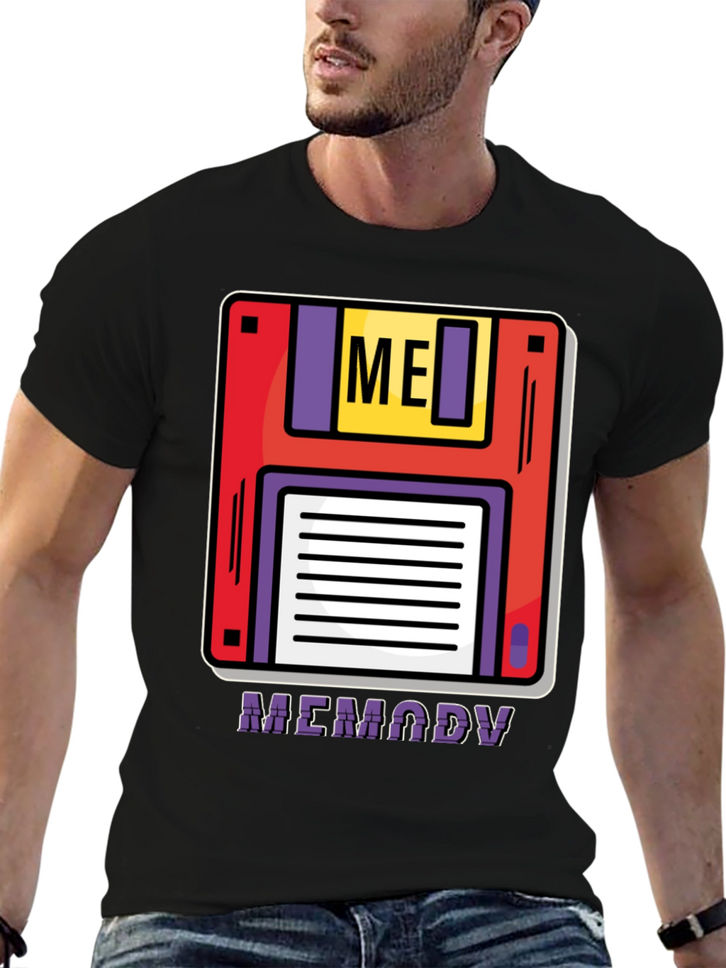 Retro Memory Floppy Disk Black T-Shirt
