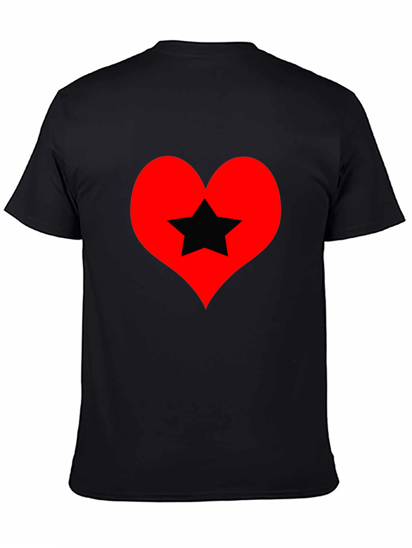 Heart Star Graphic Tee - Black Cotton T-Shirt