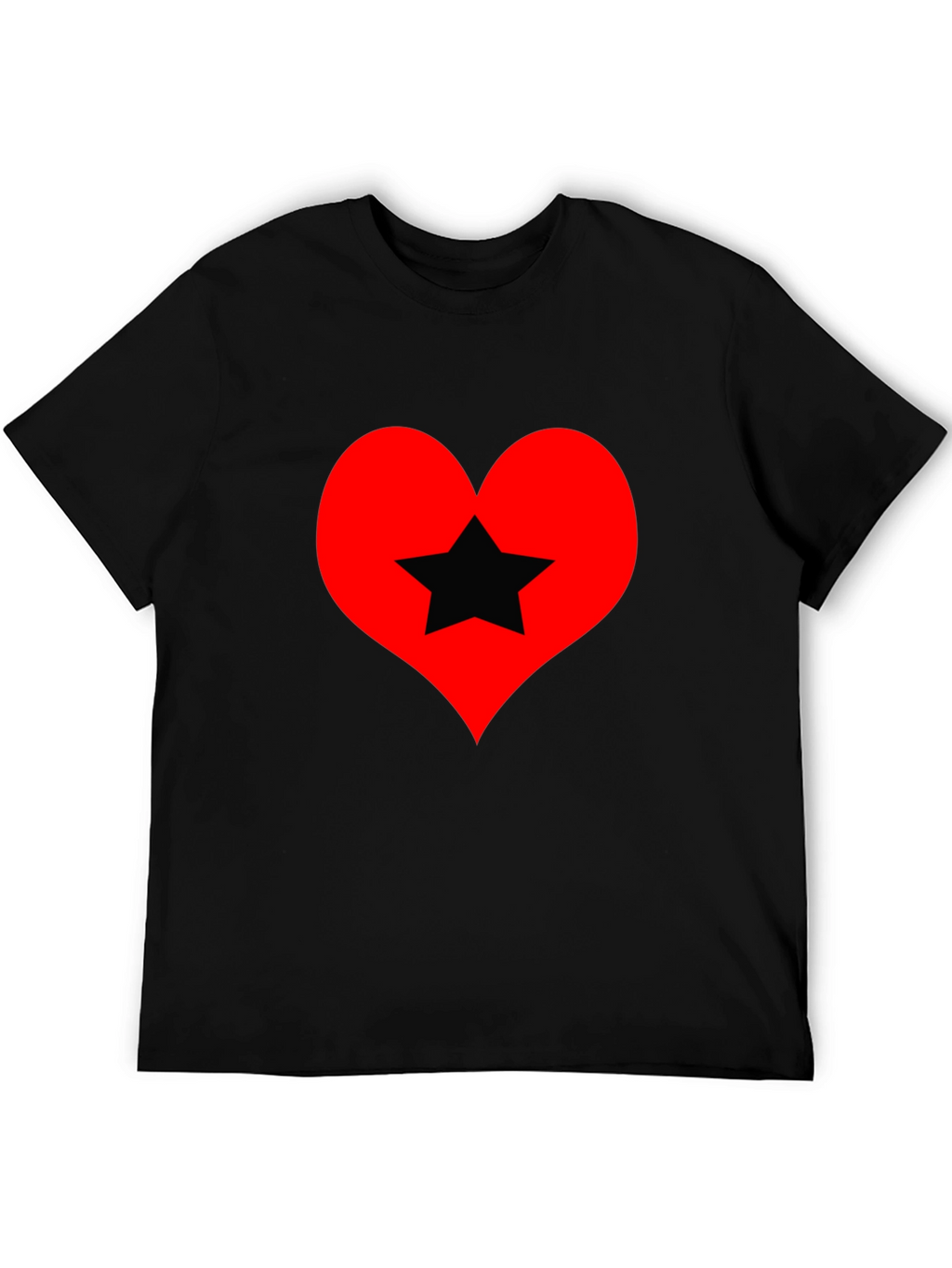 Heart Star Graphic Tee - Black Cotton T-Shirt