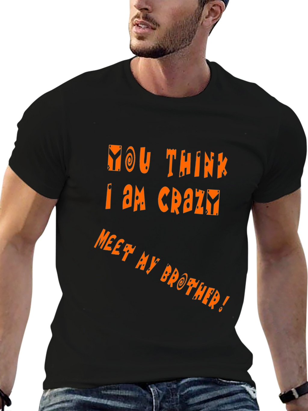 Funny Crazy Brother Graphic Tee - Black