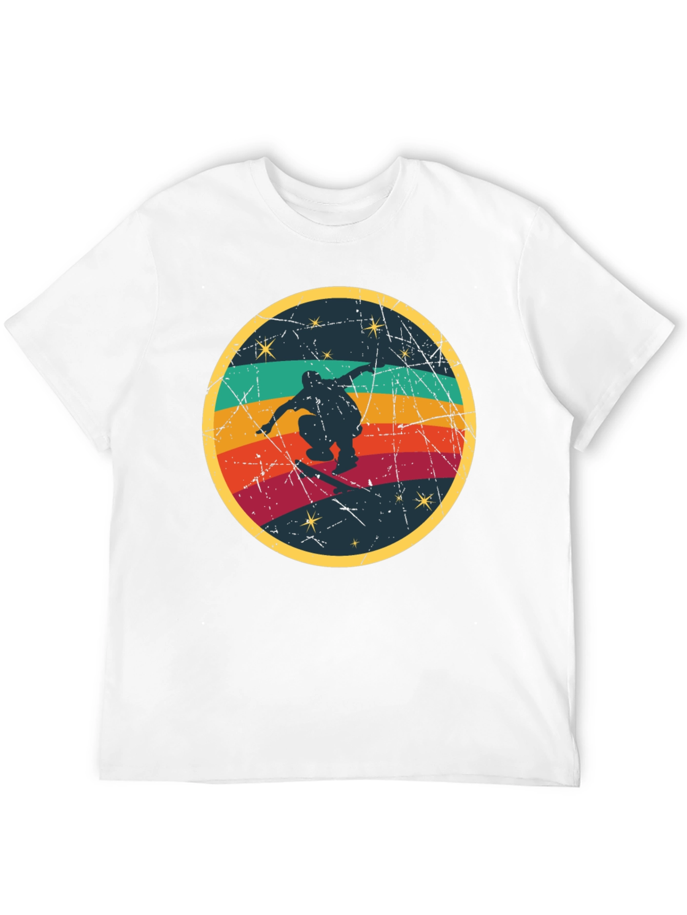 Retro Skateboarder Graphic Tee - Black Cotton Blend