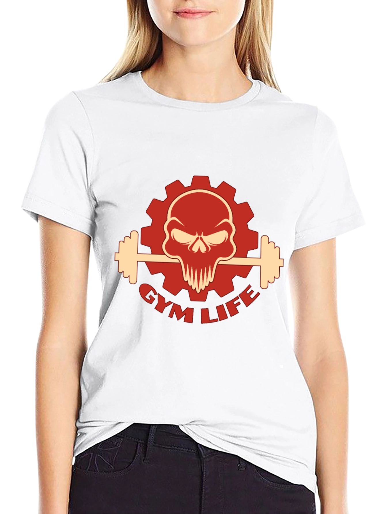 Gym Life Skull Graphic T-Shirt