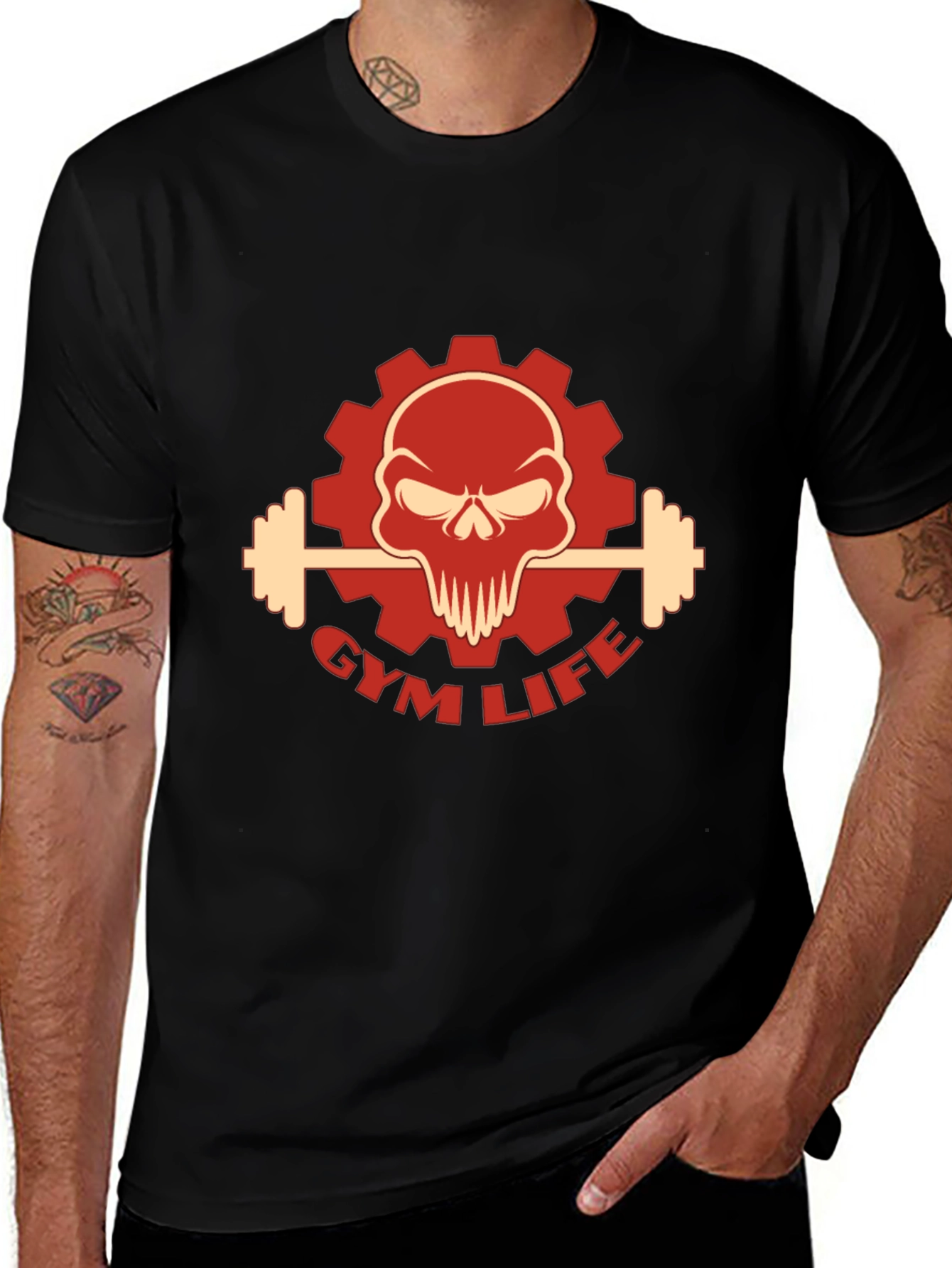 Gym Life Skull Graphic T-Shirt