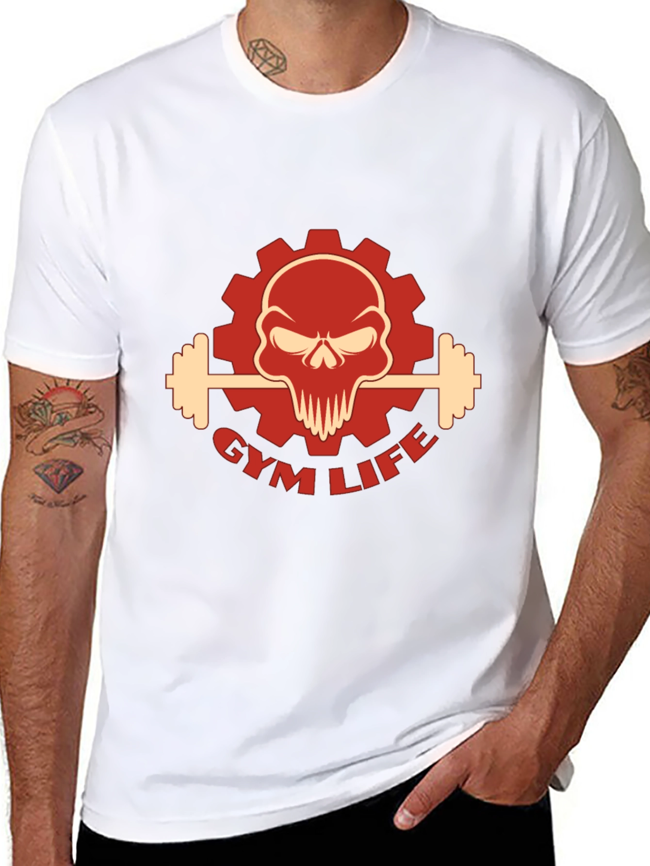 Gym Life Skull Graphic T-Shirt