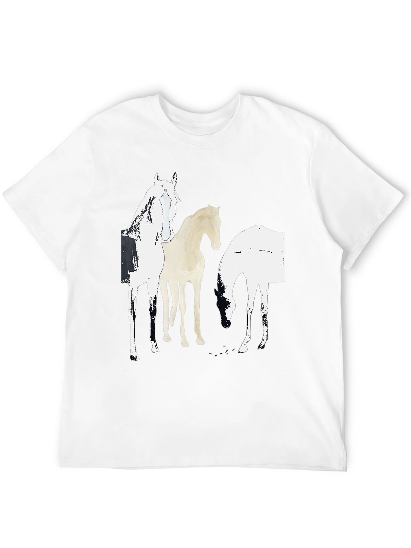 Abstract Horse Graphic Print Black T-Shirt
