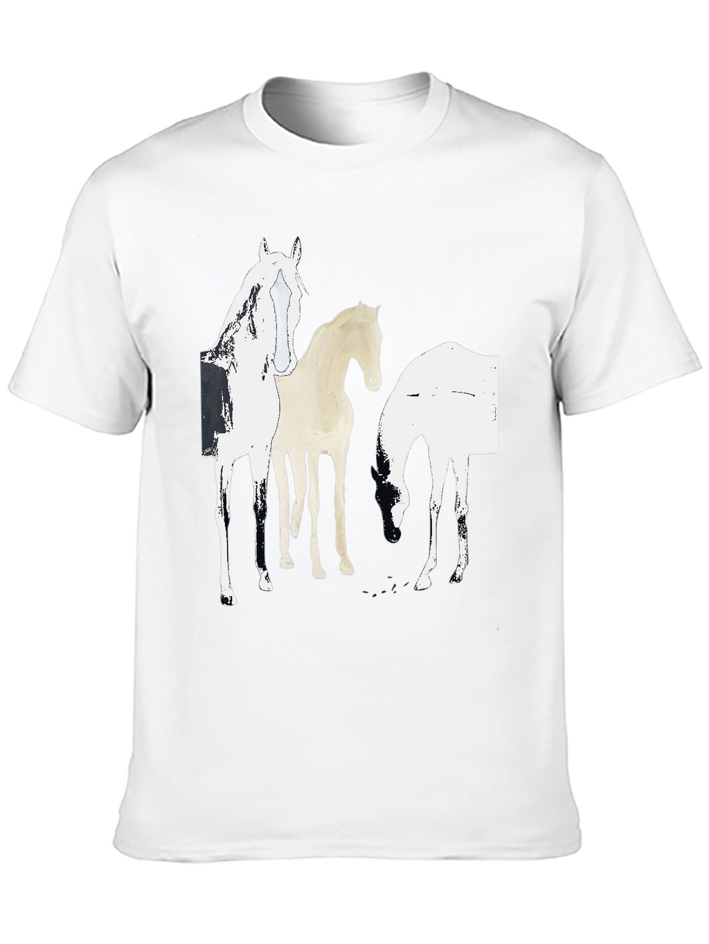 Abstract Horse Graphic Print Black T-Shirt