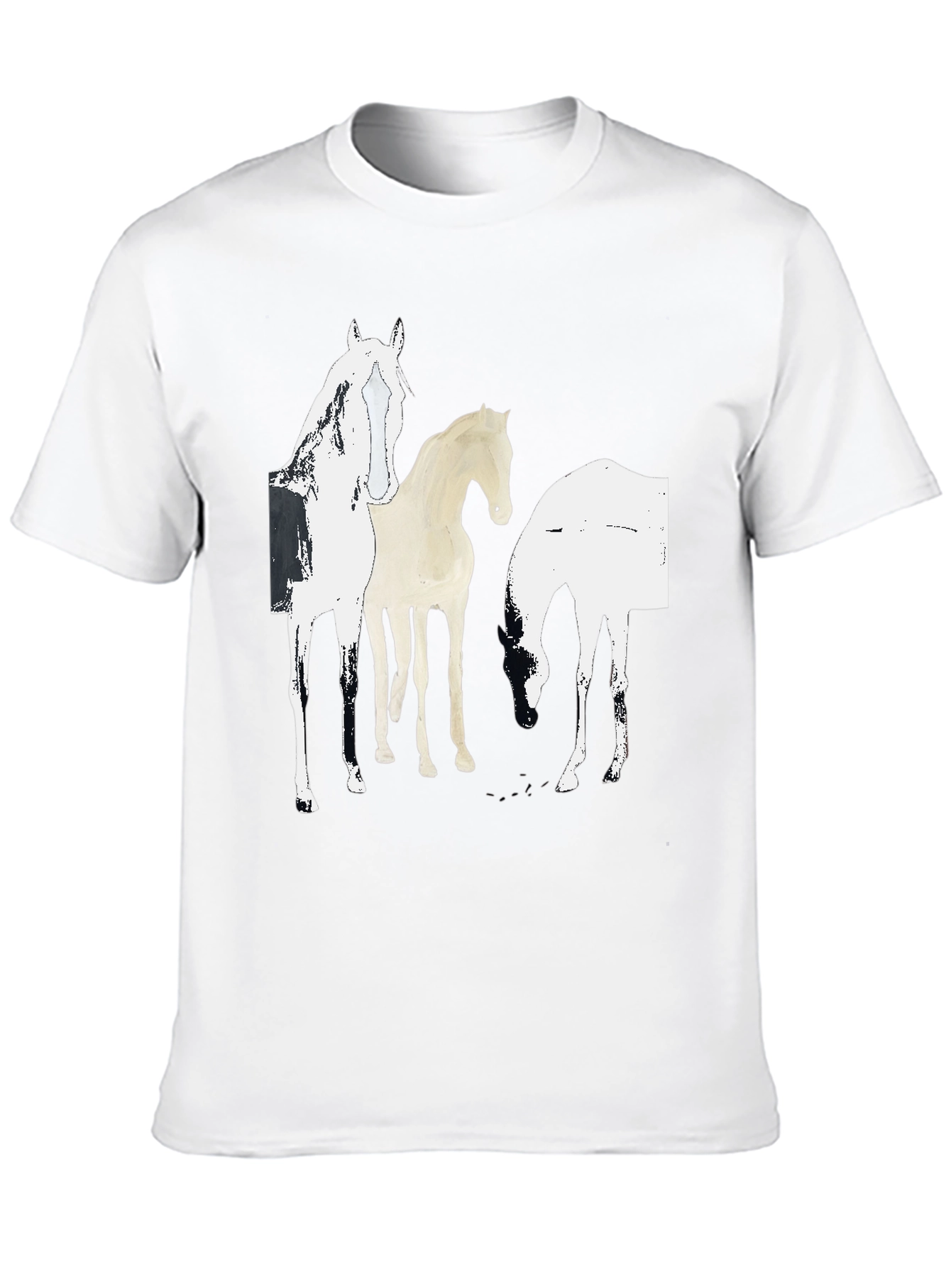 Abstract Horse Graphic Print Black T-Shirt