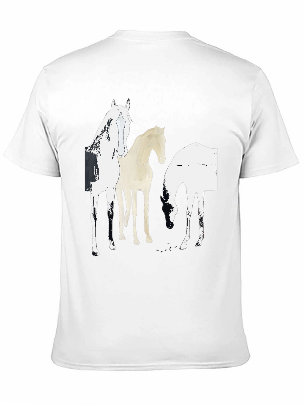 Abstract Horse Graphic Print Black T-Shirt