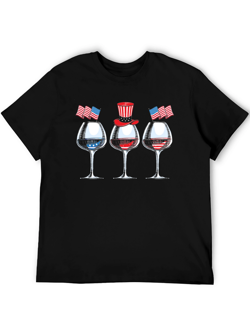 Patriotic Wine Glasses Mens T-Shirt