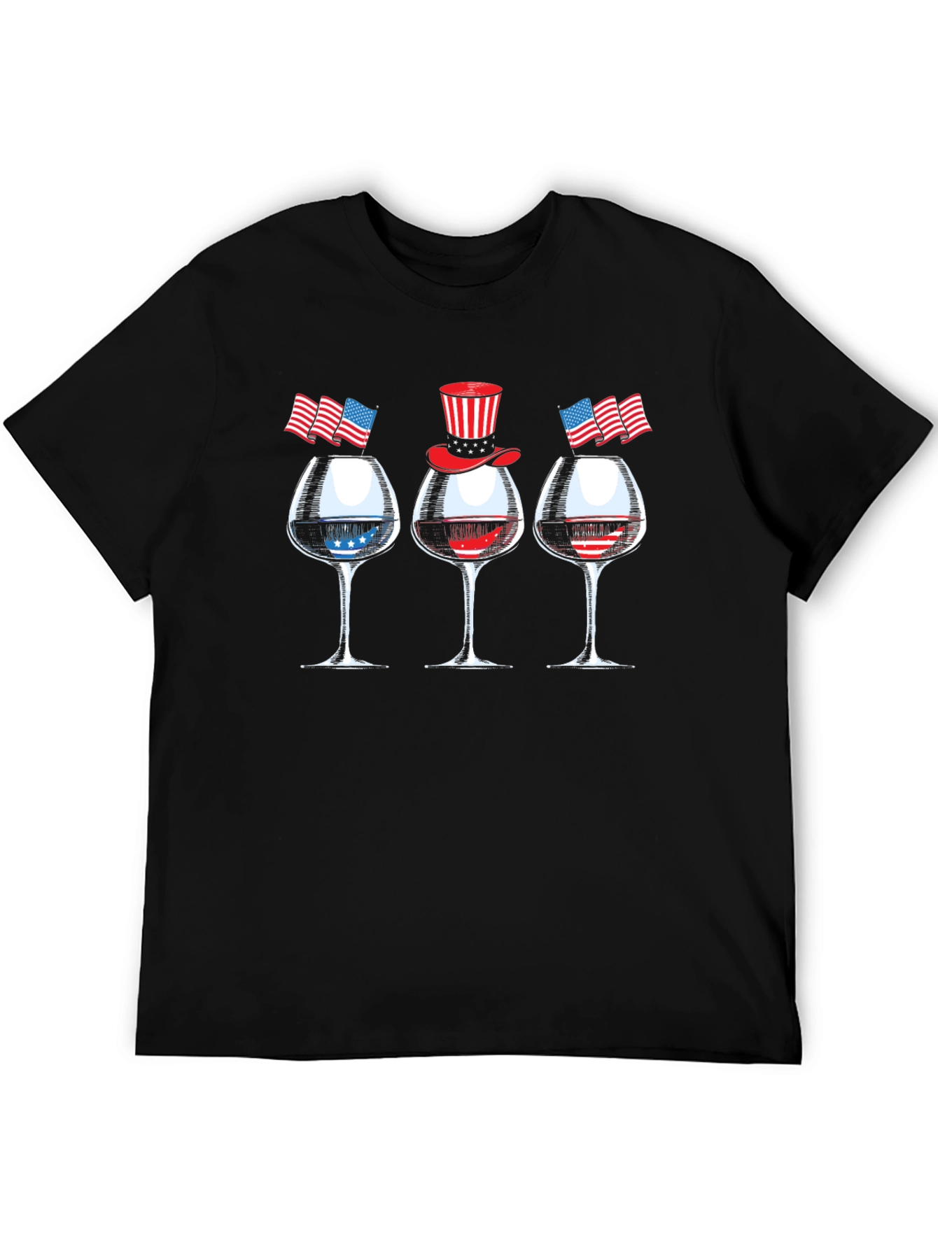 Patriotic Wine Glasses Mens T-Shirt