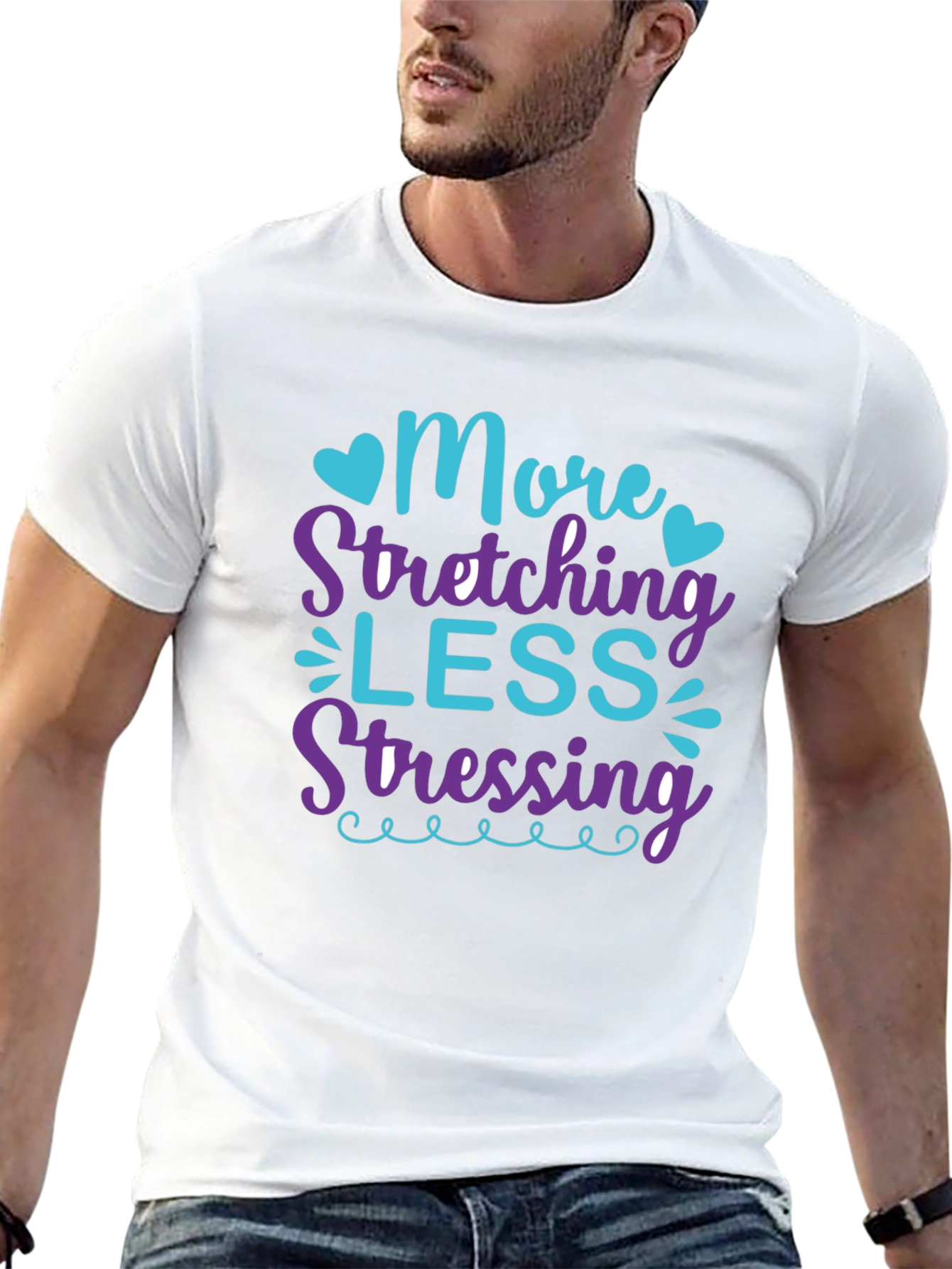 More Stretching Less Stressing Black T-Shirt