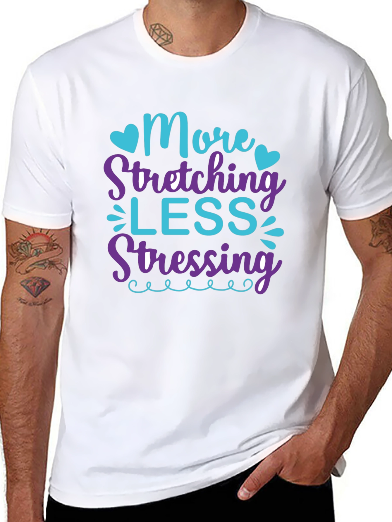 More Stretching Less Stressing Black T-Shirt