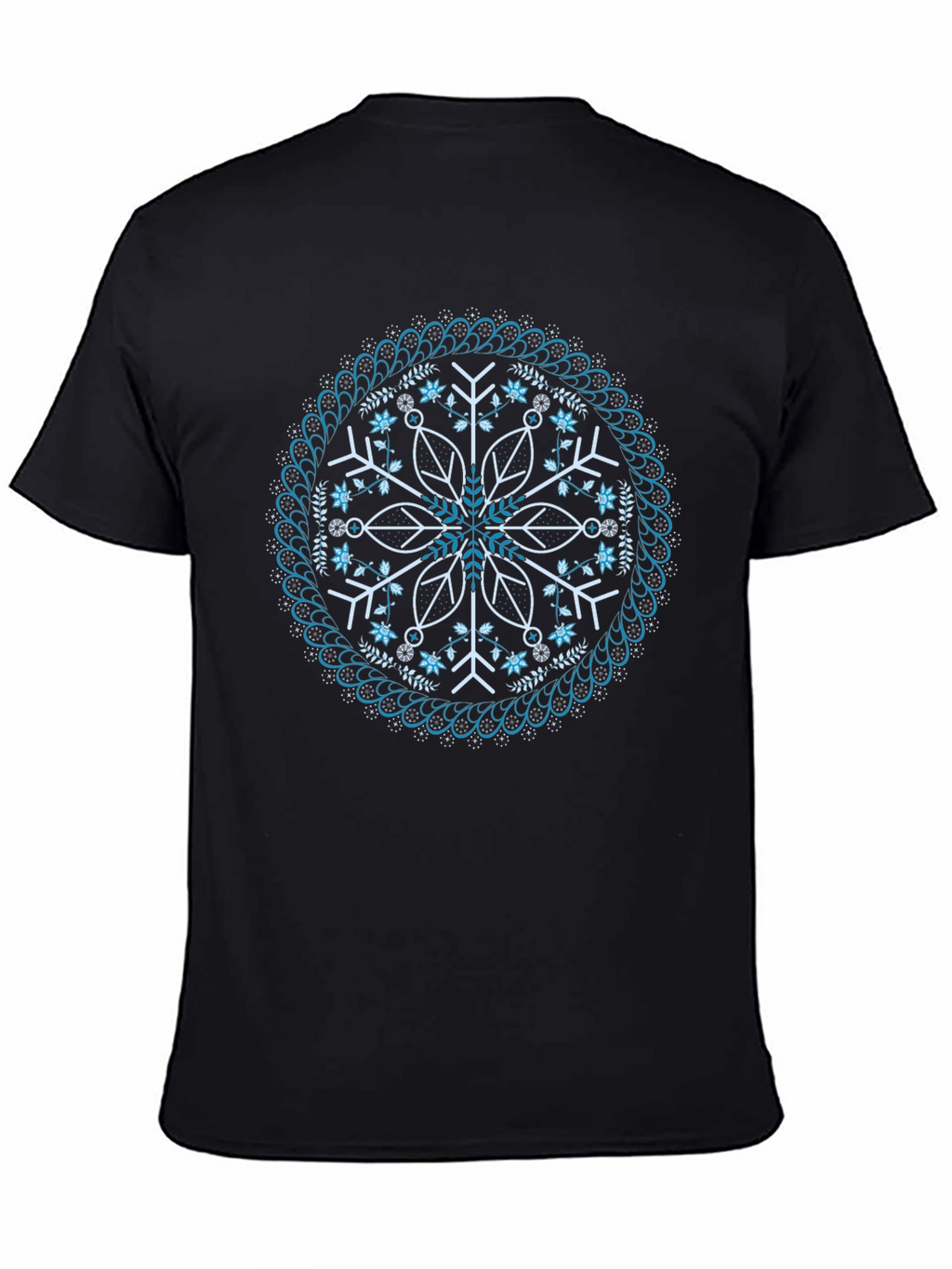 Black Snowflake Mandala Graphic Tee