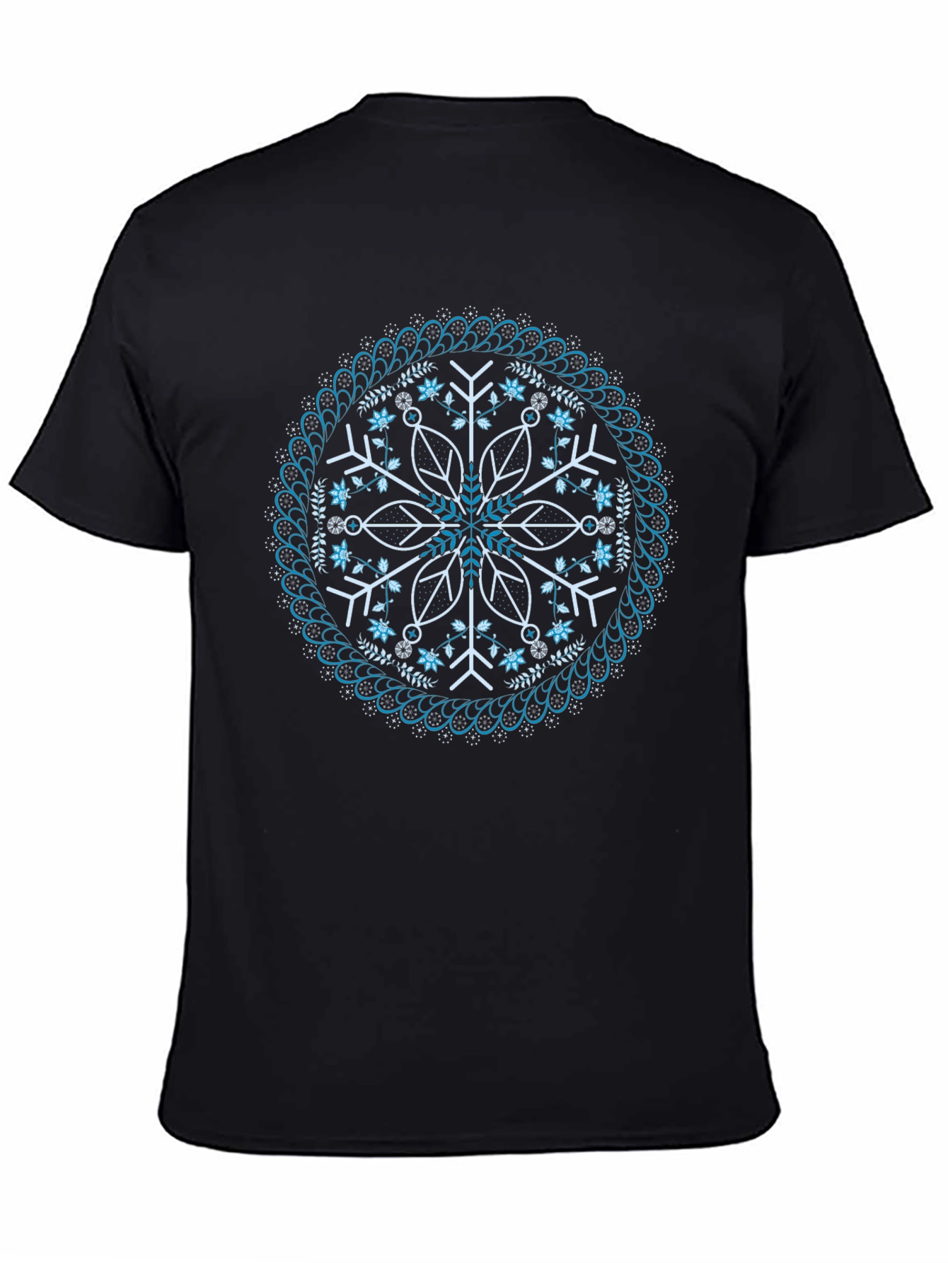 Black Snowflake Mandala Graphic Tee