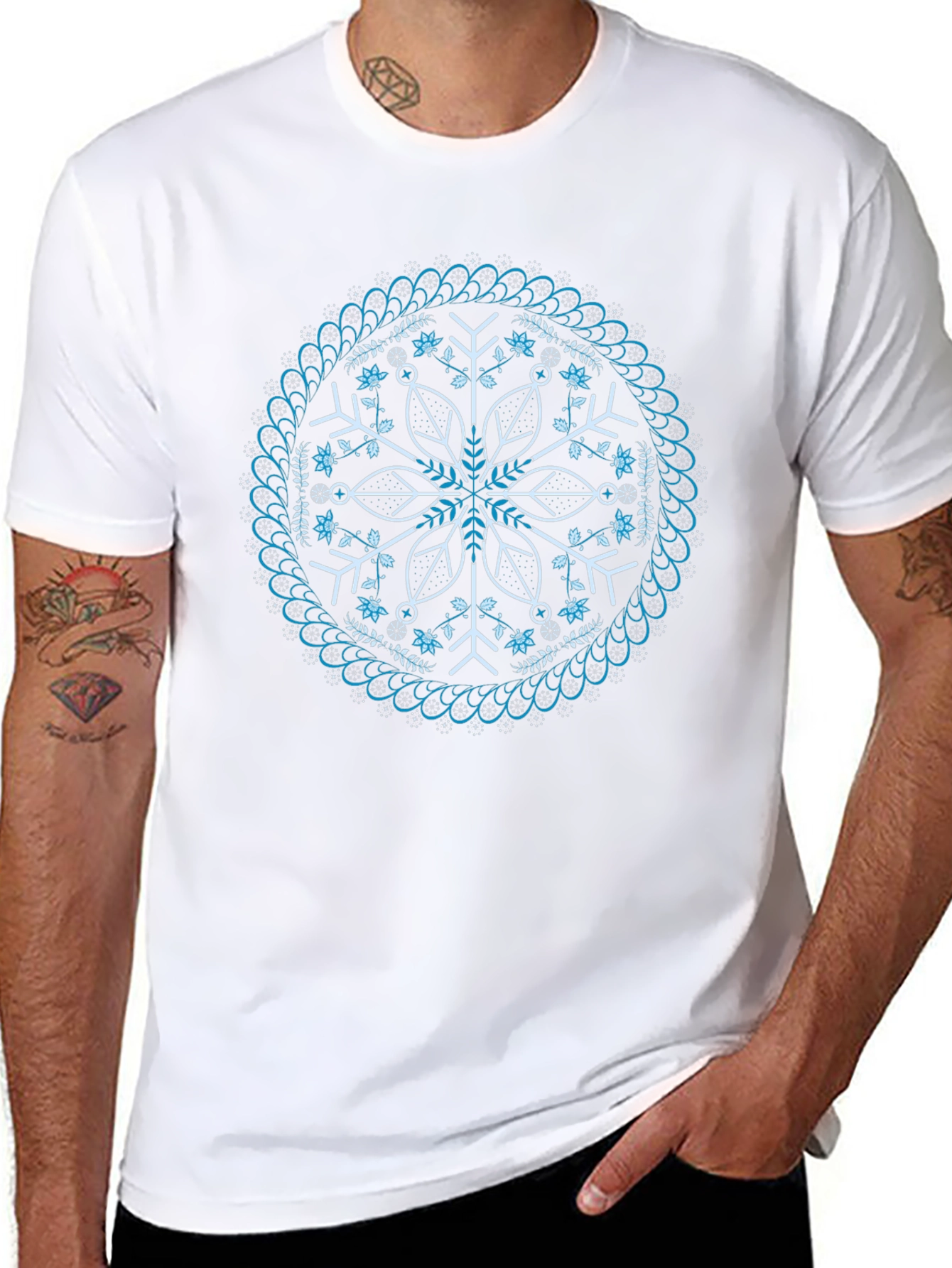 Black Snowflake Mandala Graphic Tee