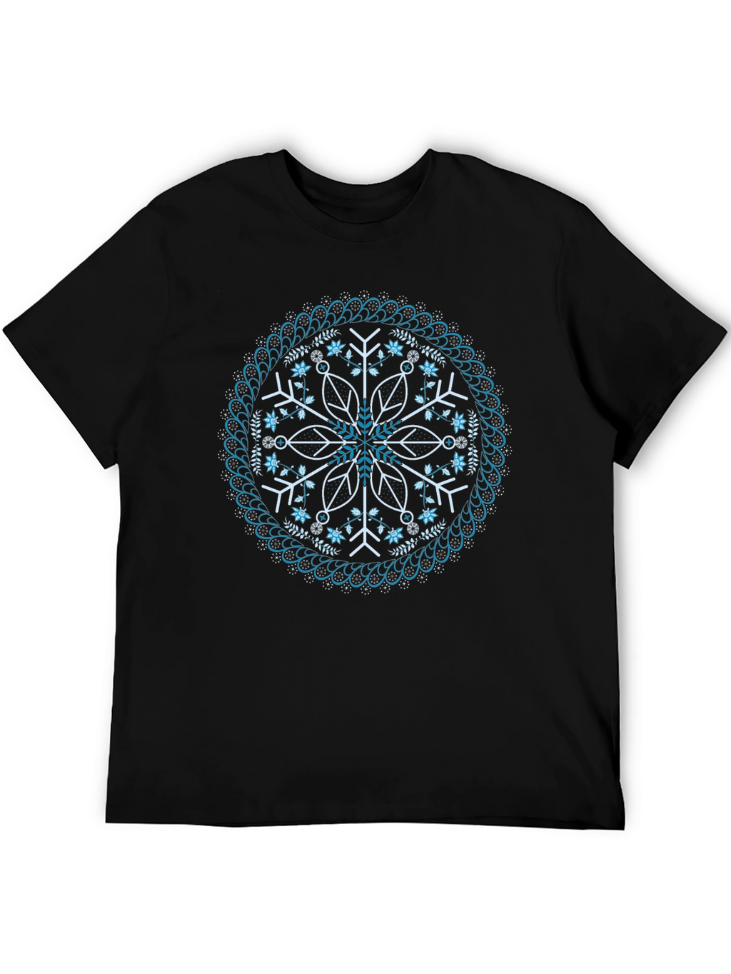 Black Snowflake Mandala Graphic Tee