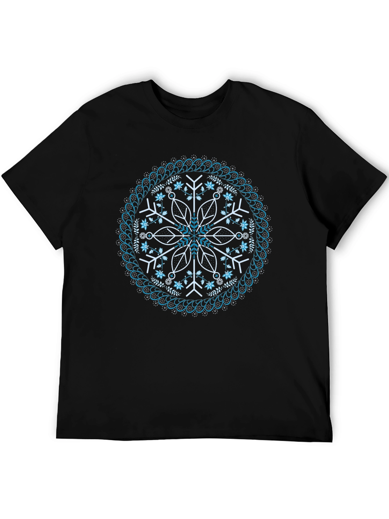 Black Snowflake Mandala Graphic Tee