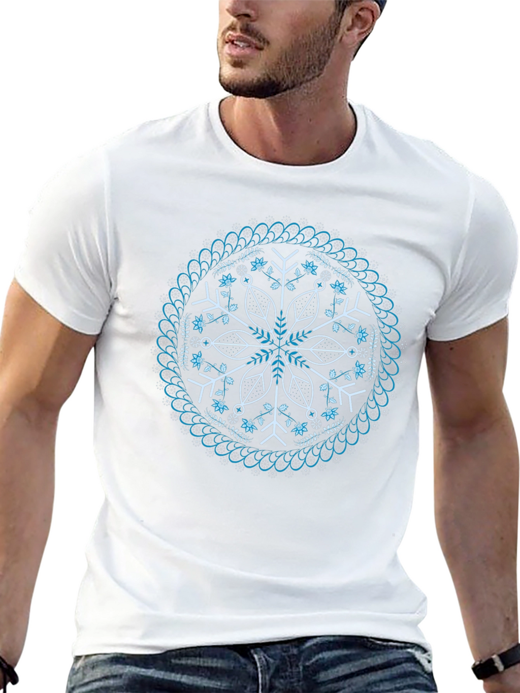Black Snowflake Mandala Graphic Tee