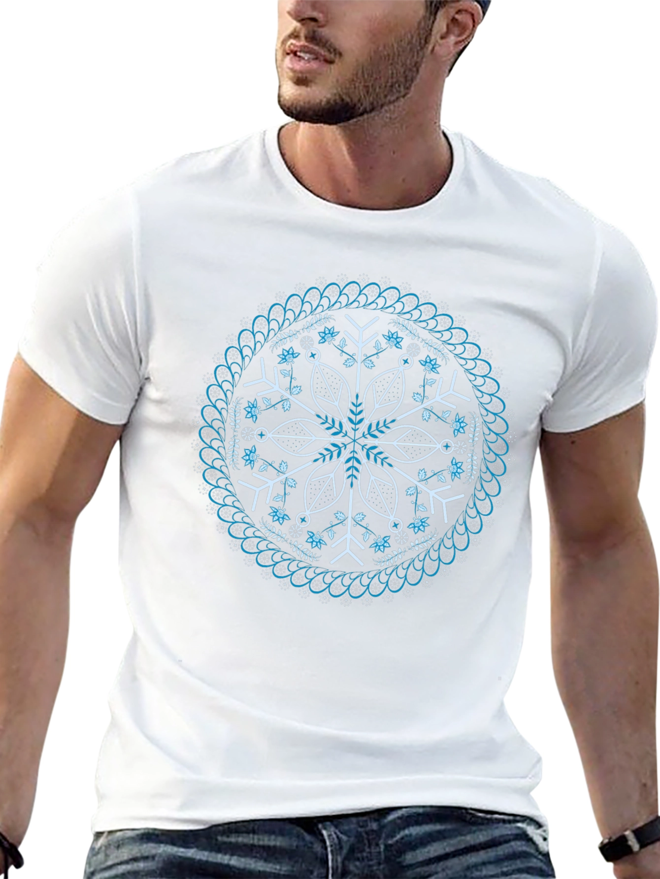 Black Snowflake Mandala Graphic Tee