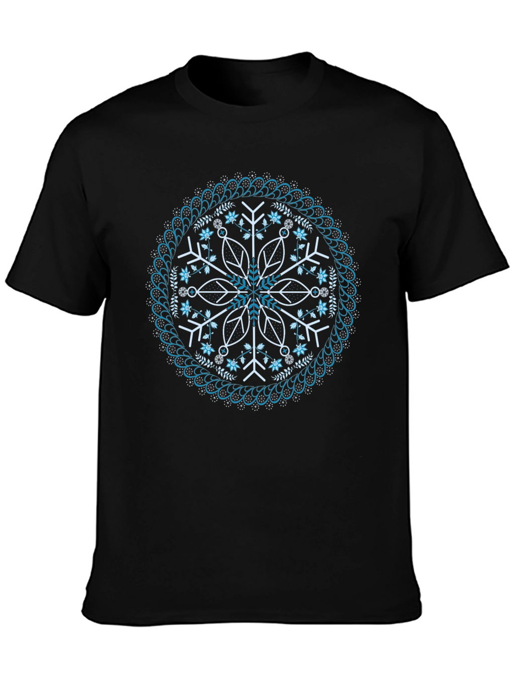 Black Snowflake Mandala Graphic Tee