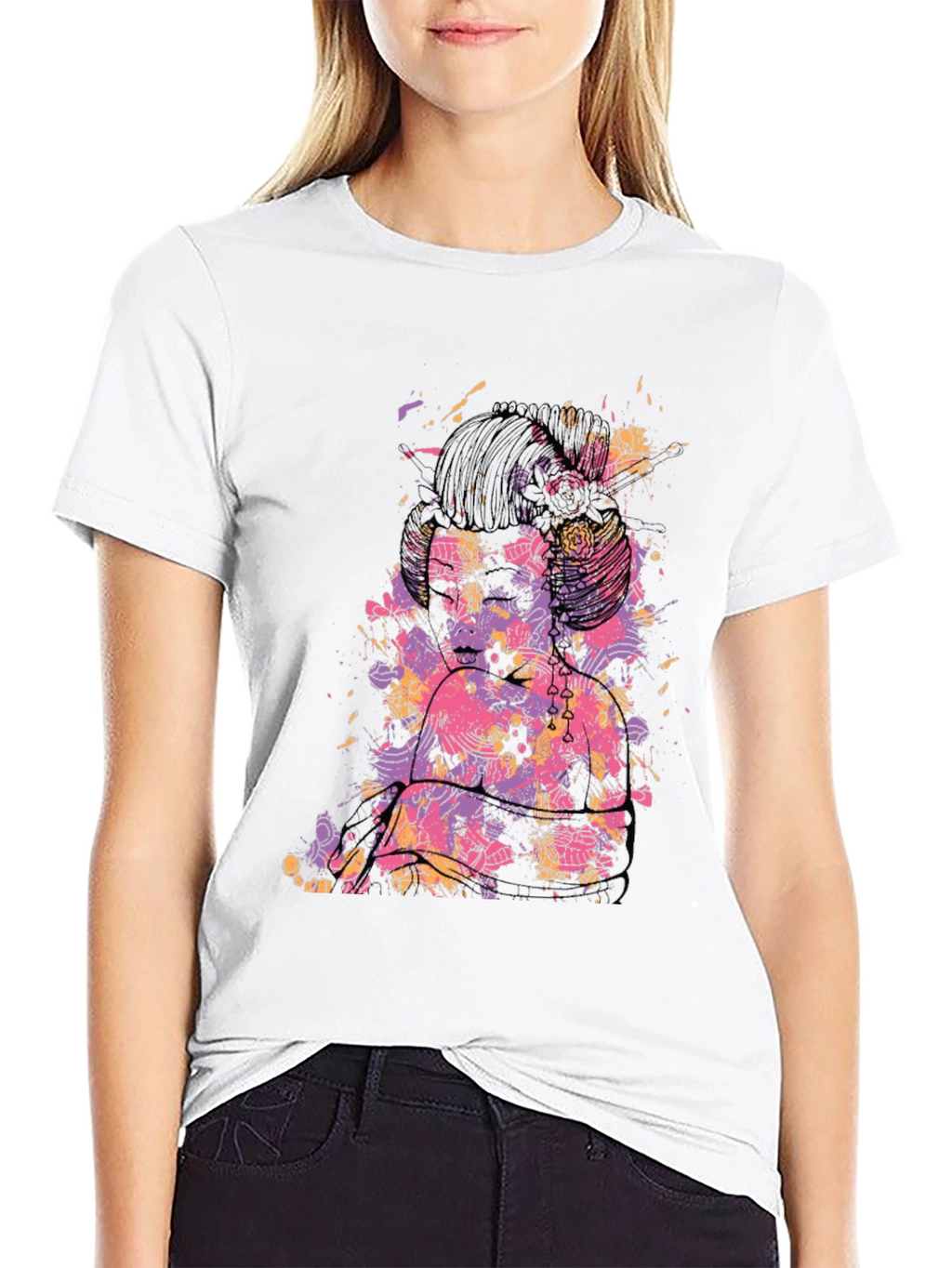 Abstract Floral Graphic Black T-Shirt