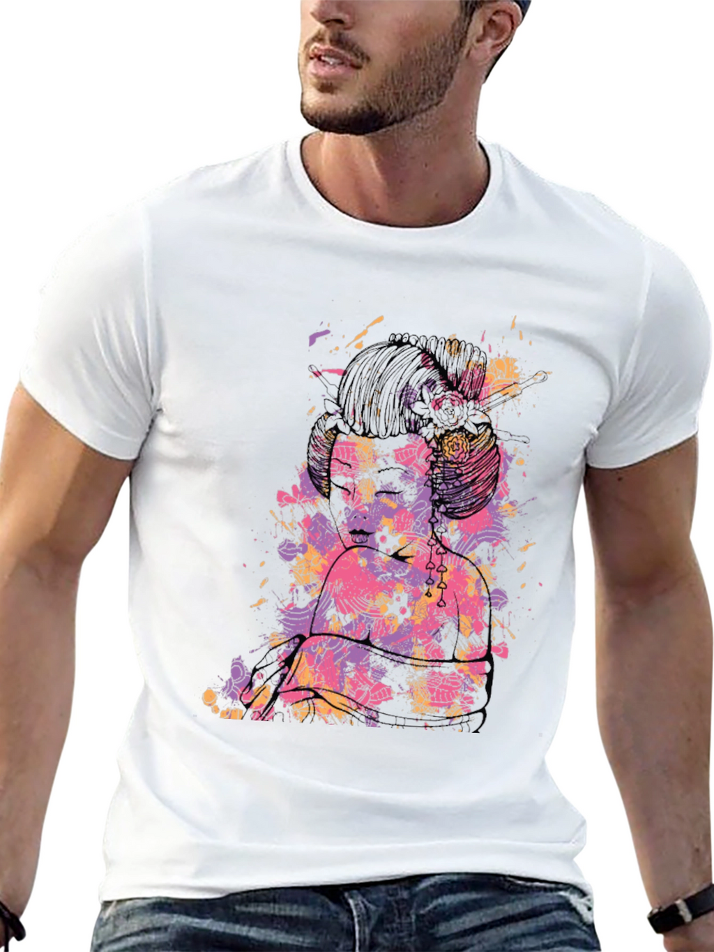 Abstract Floral Graphic Black T-Shirt
