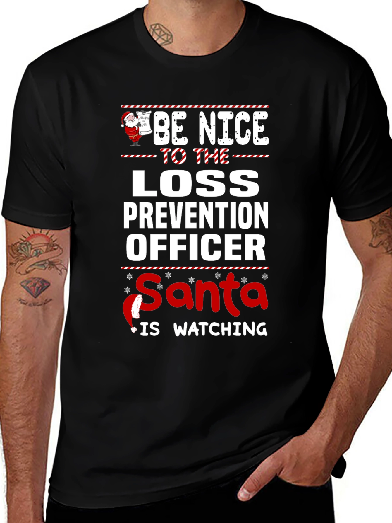 Be Nice to Loss Prevention Officer Santa T-Shirt