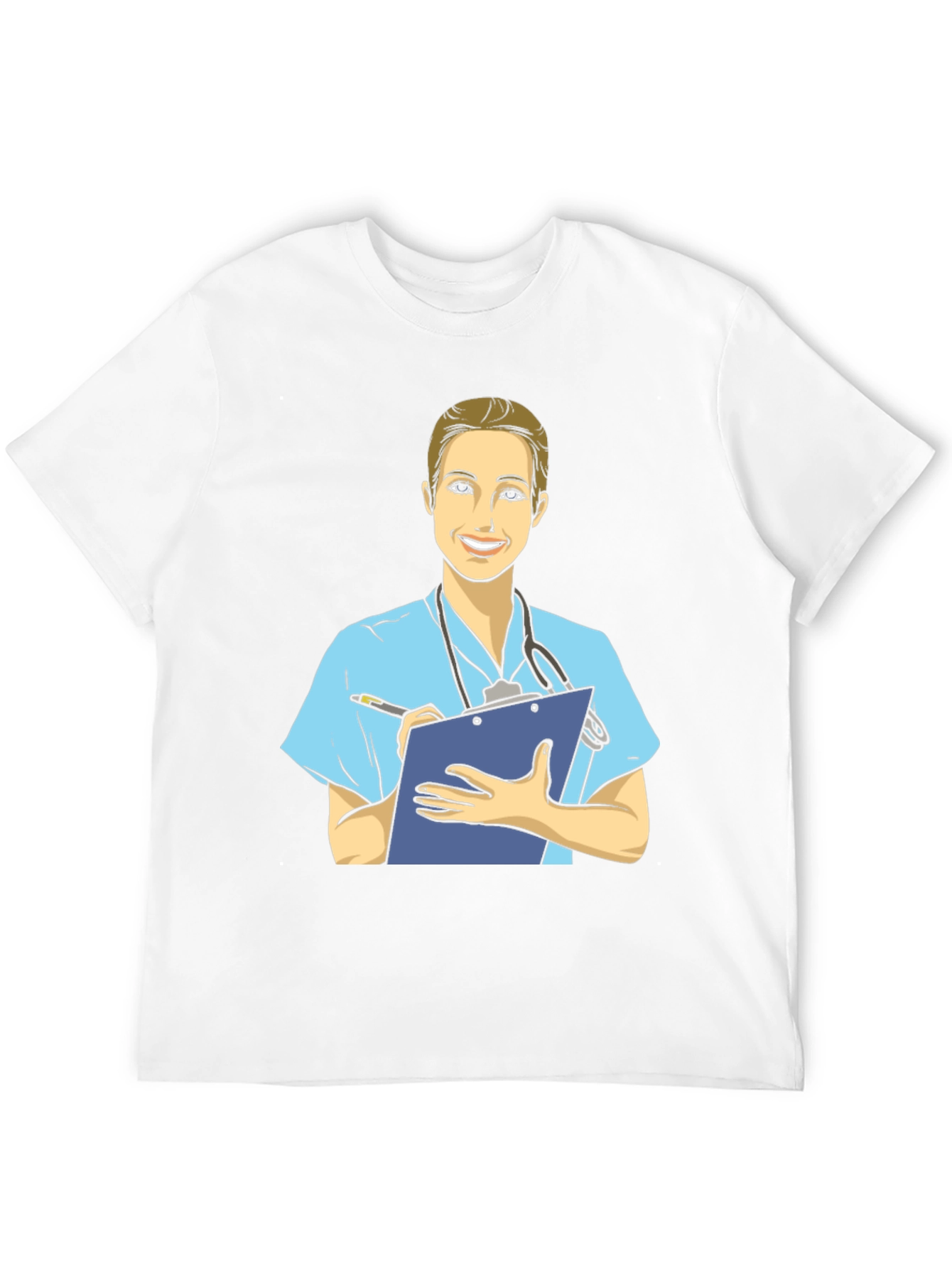 Cartoon Nurse T-Shirt - Black Cotton Blend
