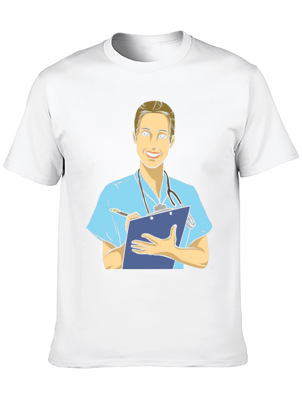 Cartoon Nurse T-Shirt - Black Cotton Blend