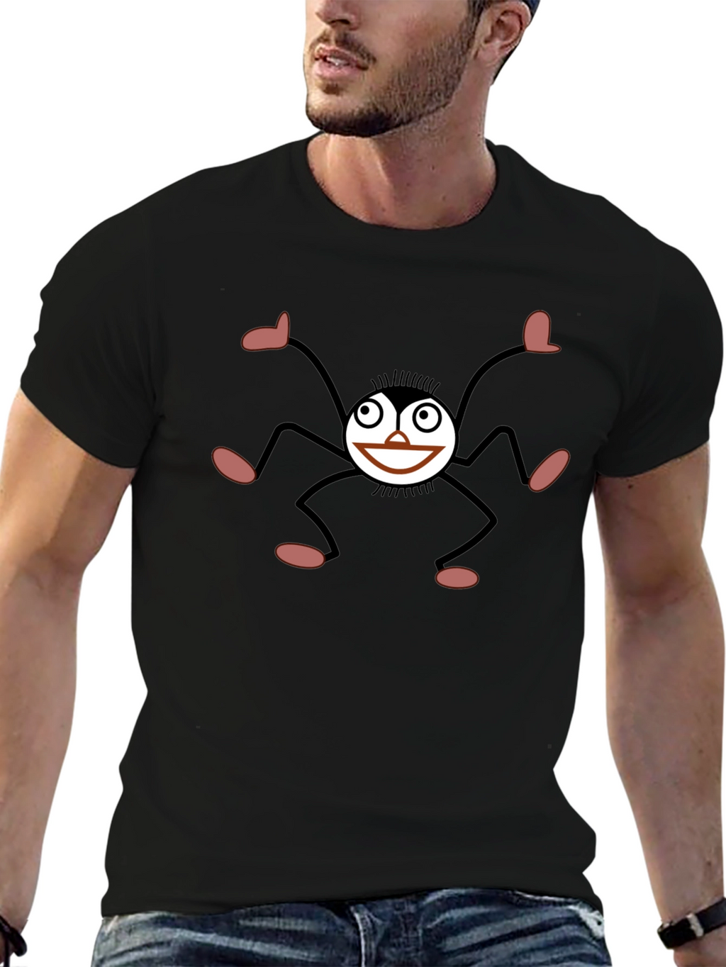 Smiling Spider Graphic Black T-Shirt