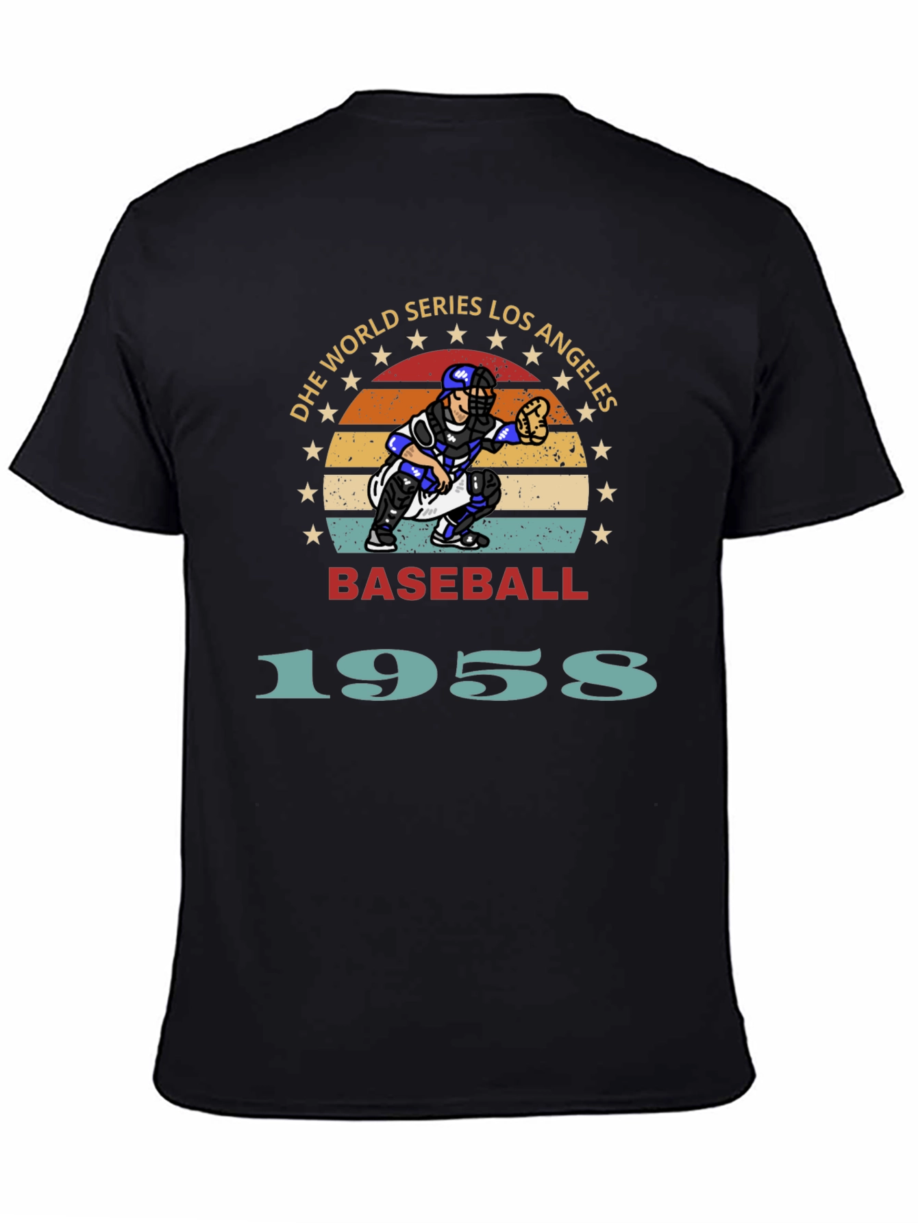 Vintage Baseball Los Angeles 1958 Black T-Shirt
