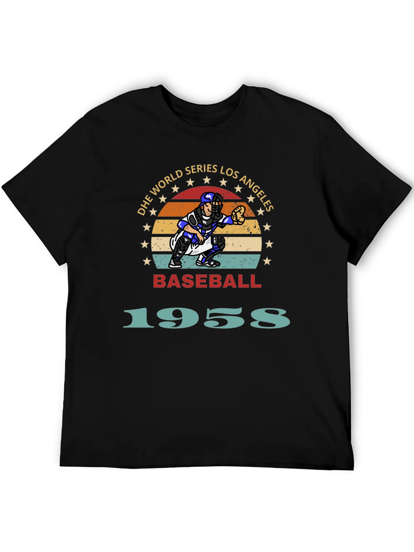 Vintage Baseball Los Angeles 1958 Black T-Shirt