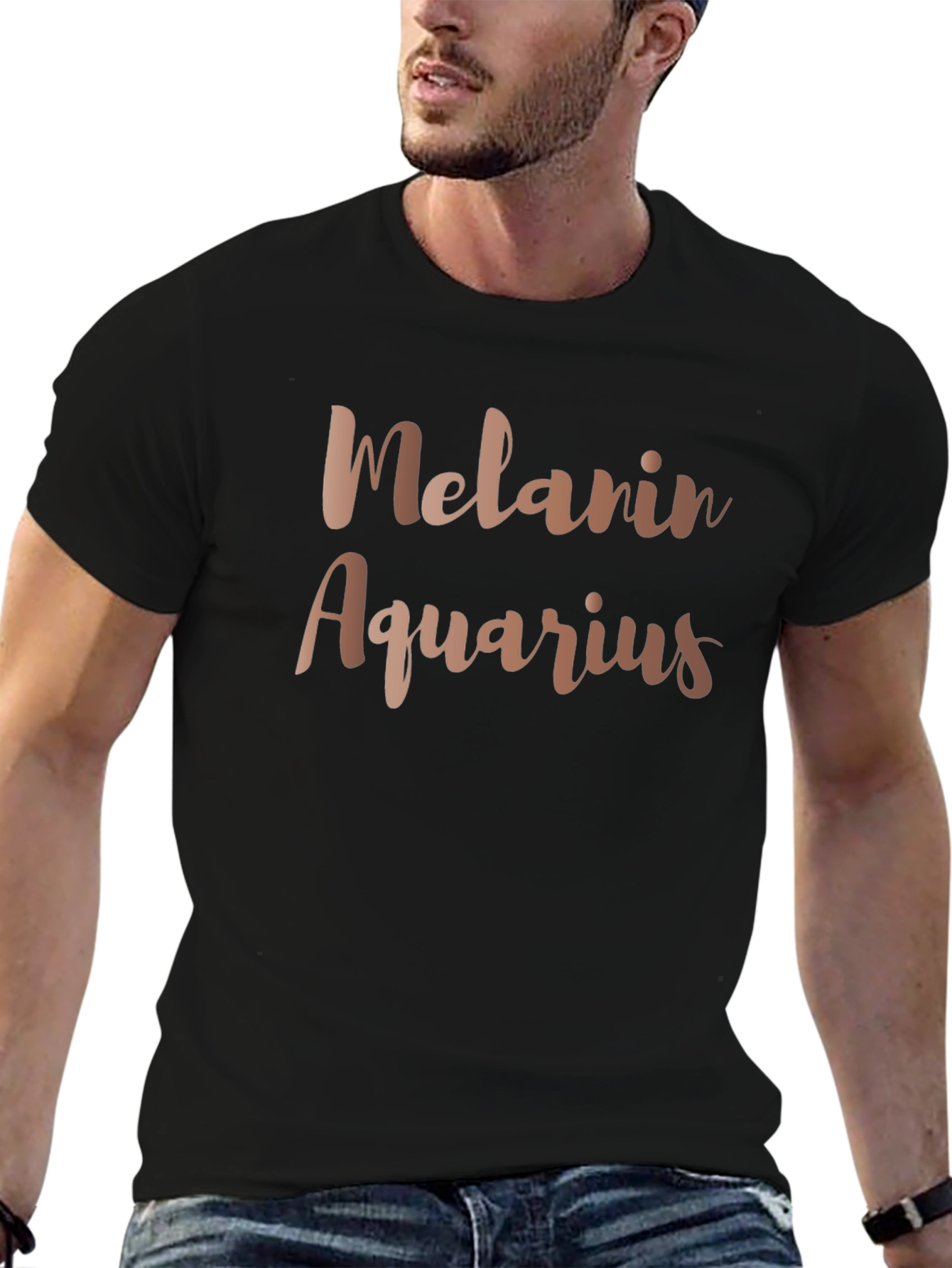 Melanin Aquarius Zodiac Black T-Shirt
