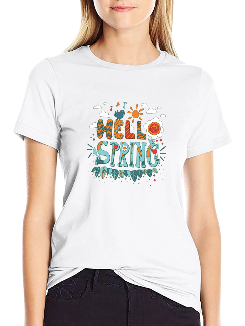 Hello Spring Graphic Print T-Shirt