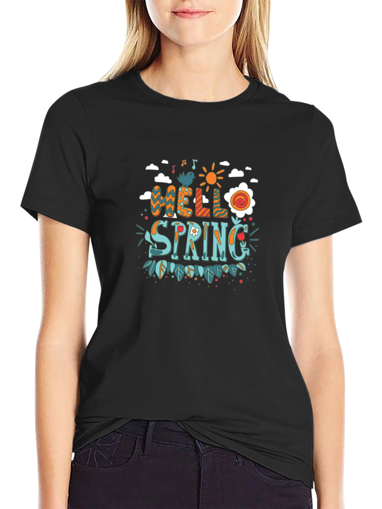 Hello Spring Graphic Print T-Shirt