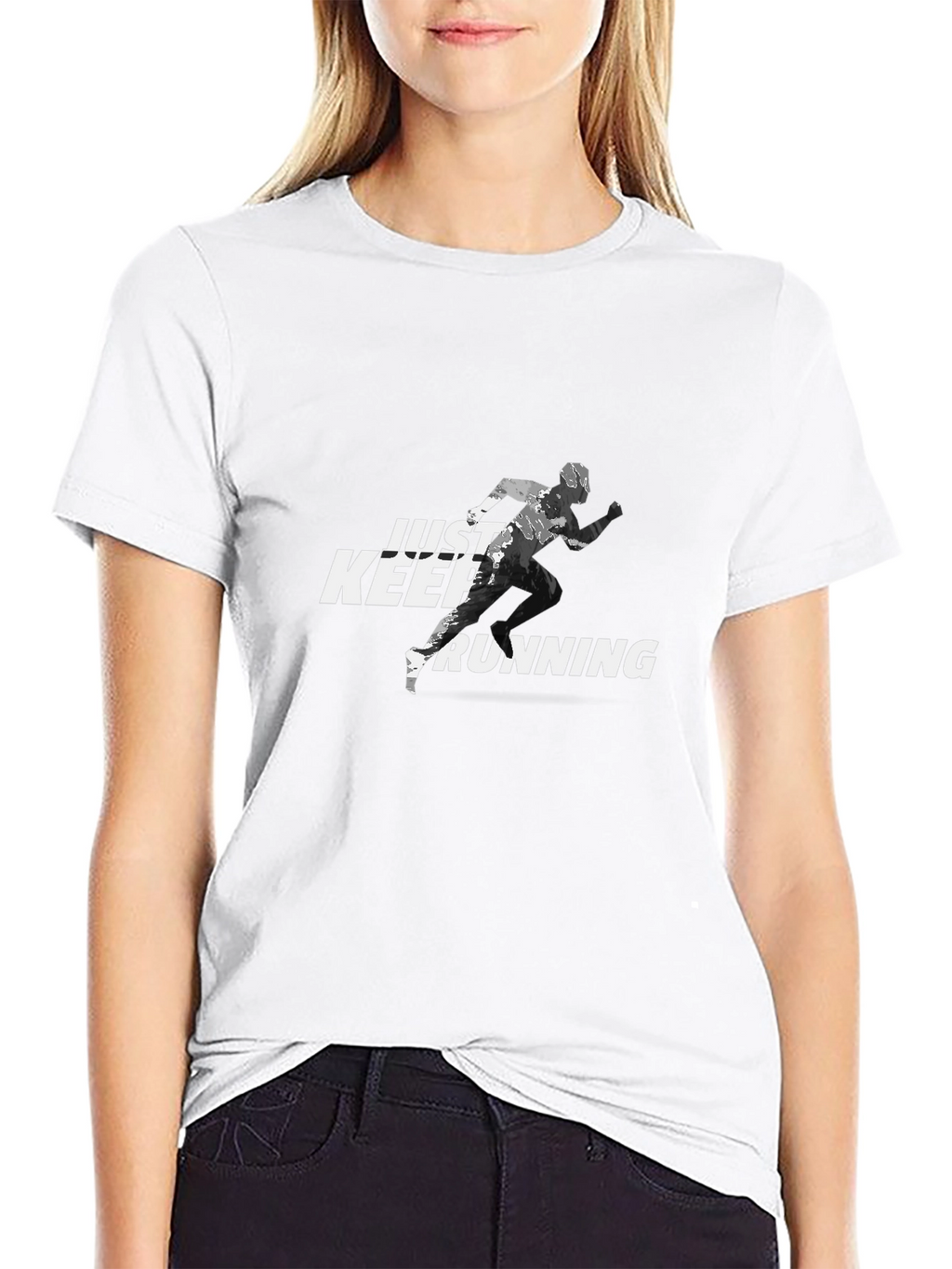 Just Keep Running Graphic Tee - Black