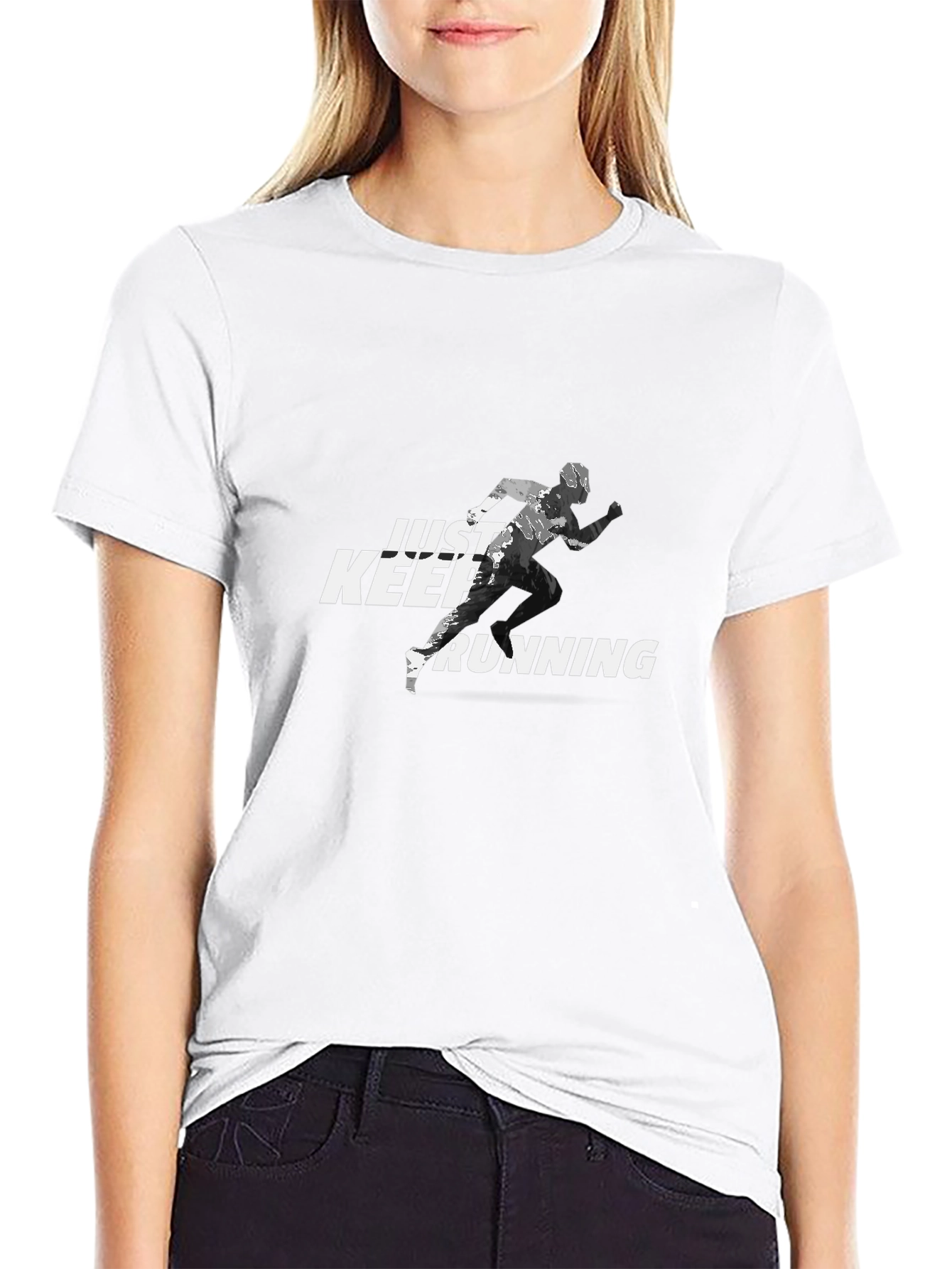 Just Keep Running Graphic Tee - Black