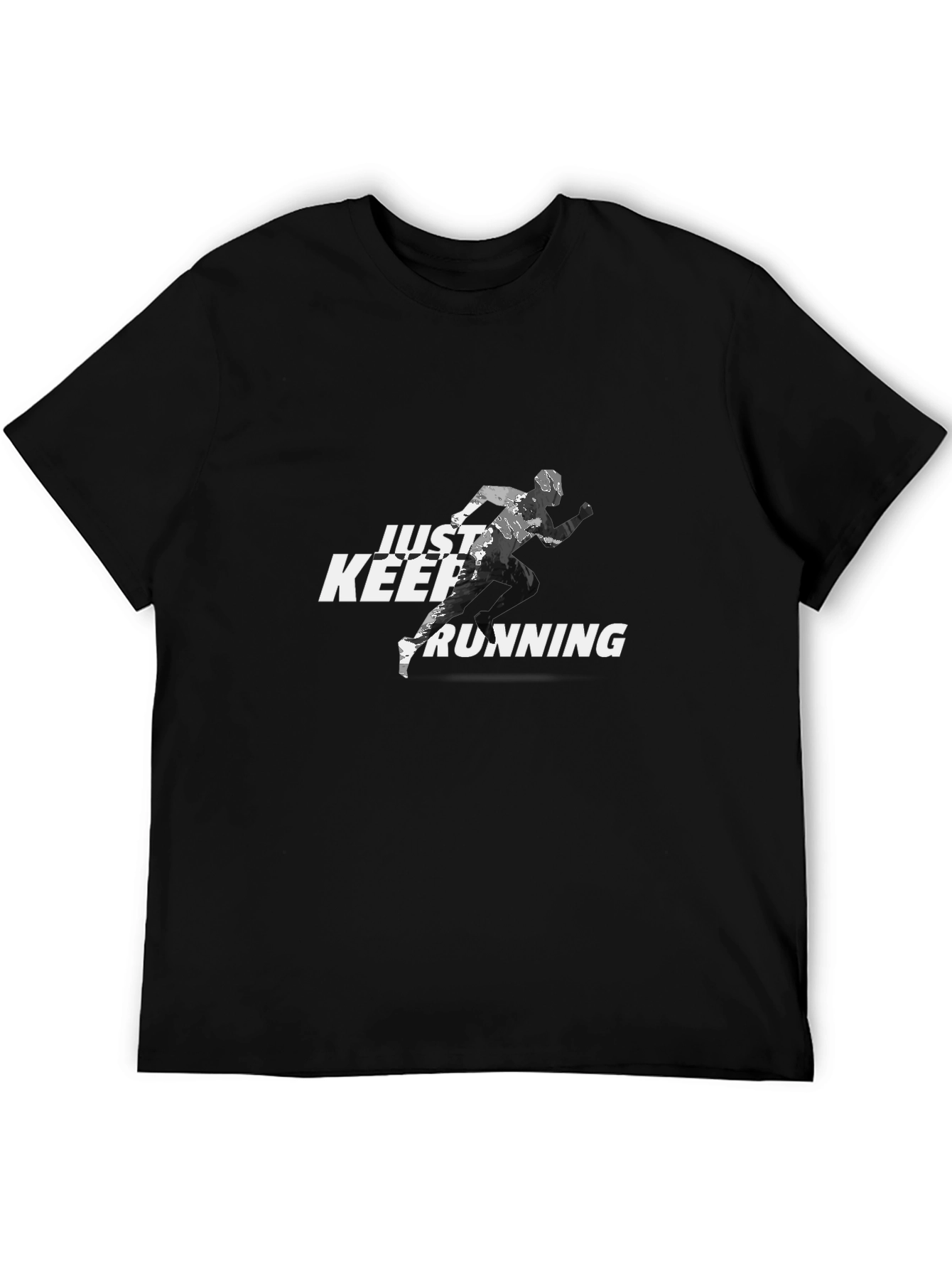 Just Keep Running Graphic Tee - Black