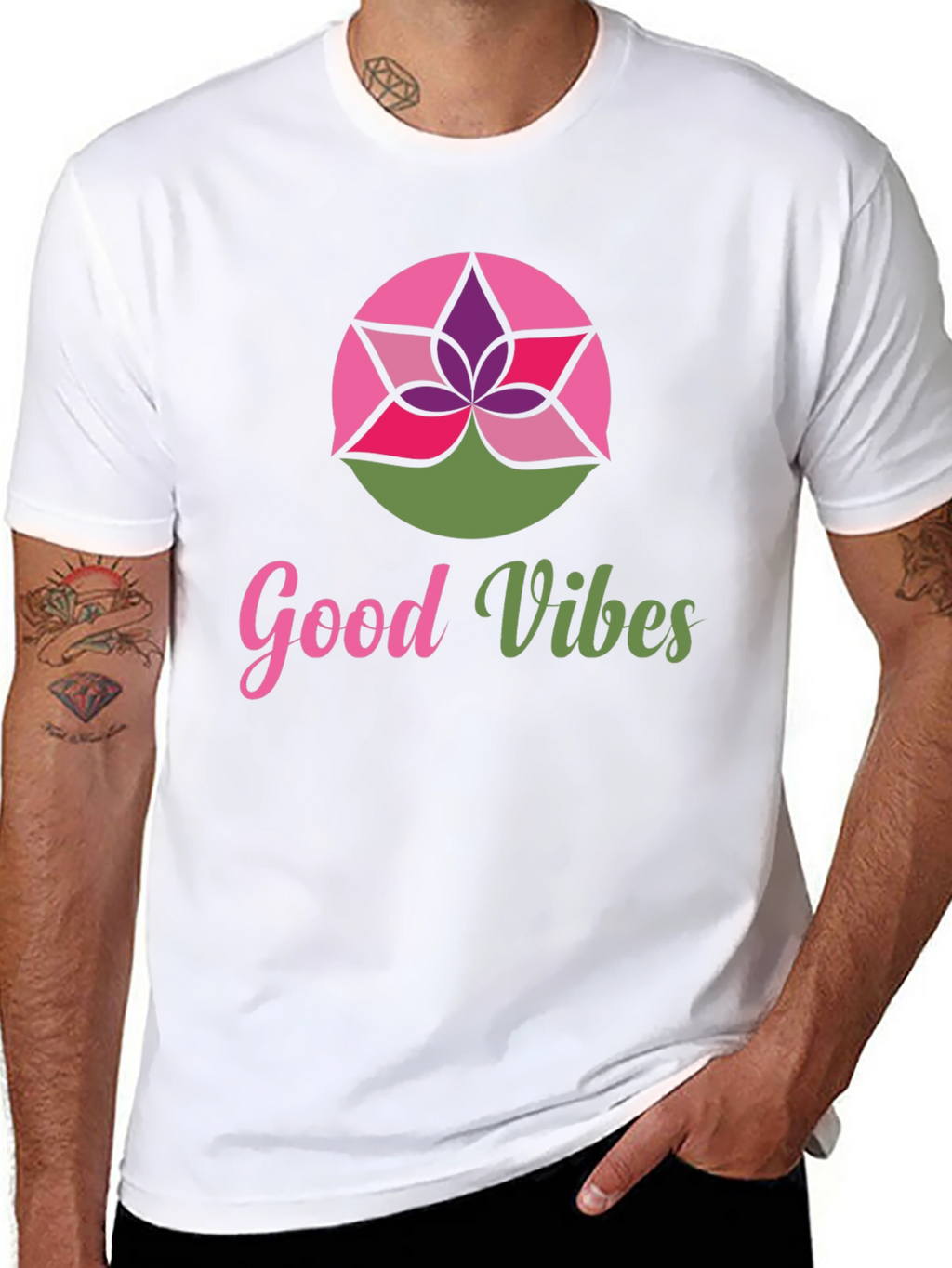 Good Vibes Lotus Graphic Tee - Stylish Comfort