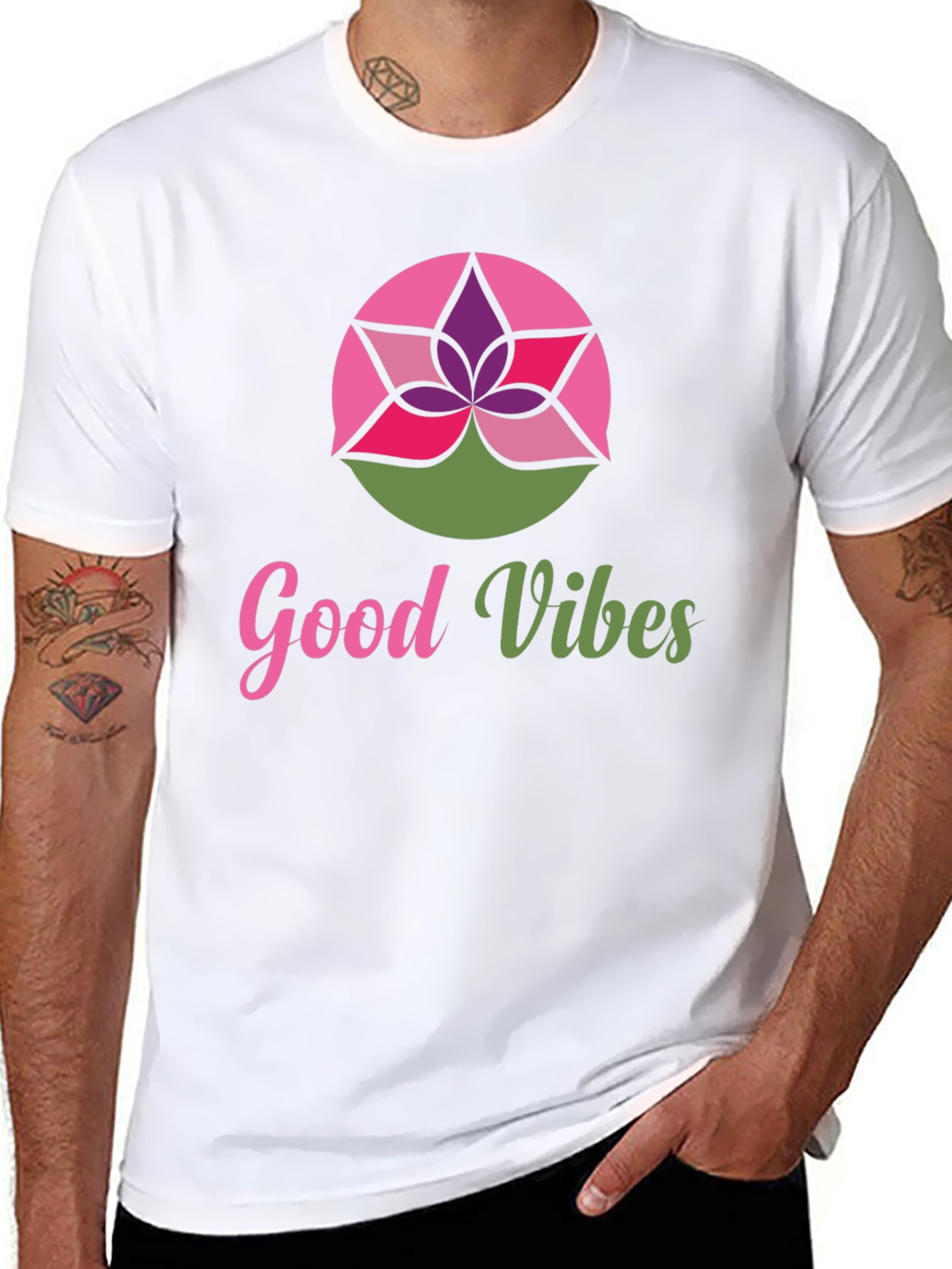 Good Vibes Lotus Graphic Tee - Stylish Comfort