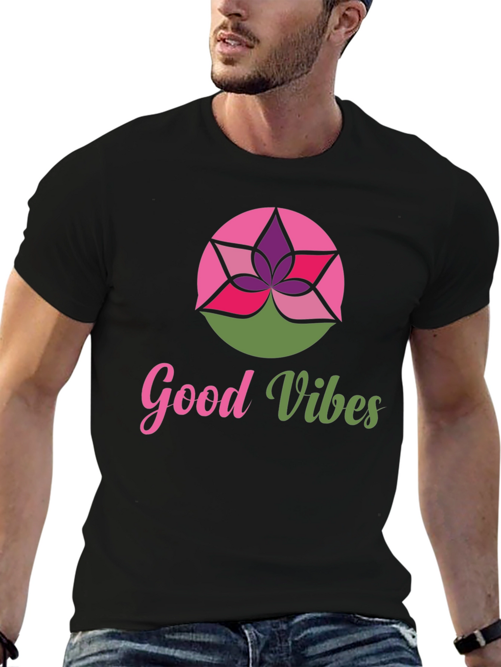 Good Vibes Lotus Graphic Tee - Stylish Comfort