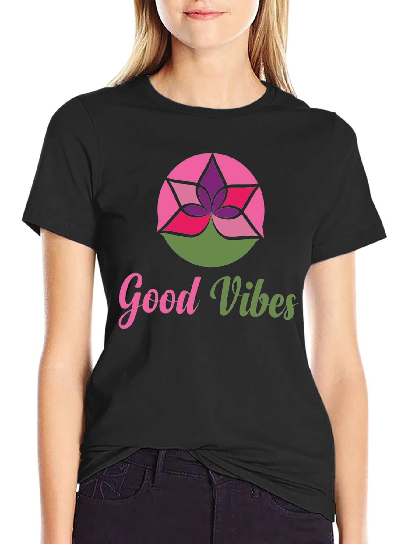 Good Vibes Lotus Graphic Tee - Stylish Comfort