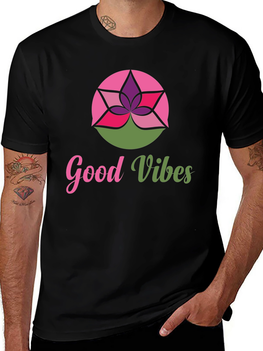 Good Vibes Lotus Graphic Tee - Stylish Comfort