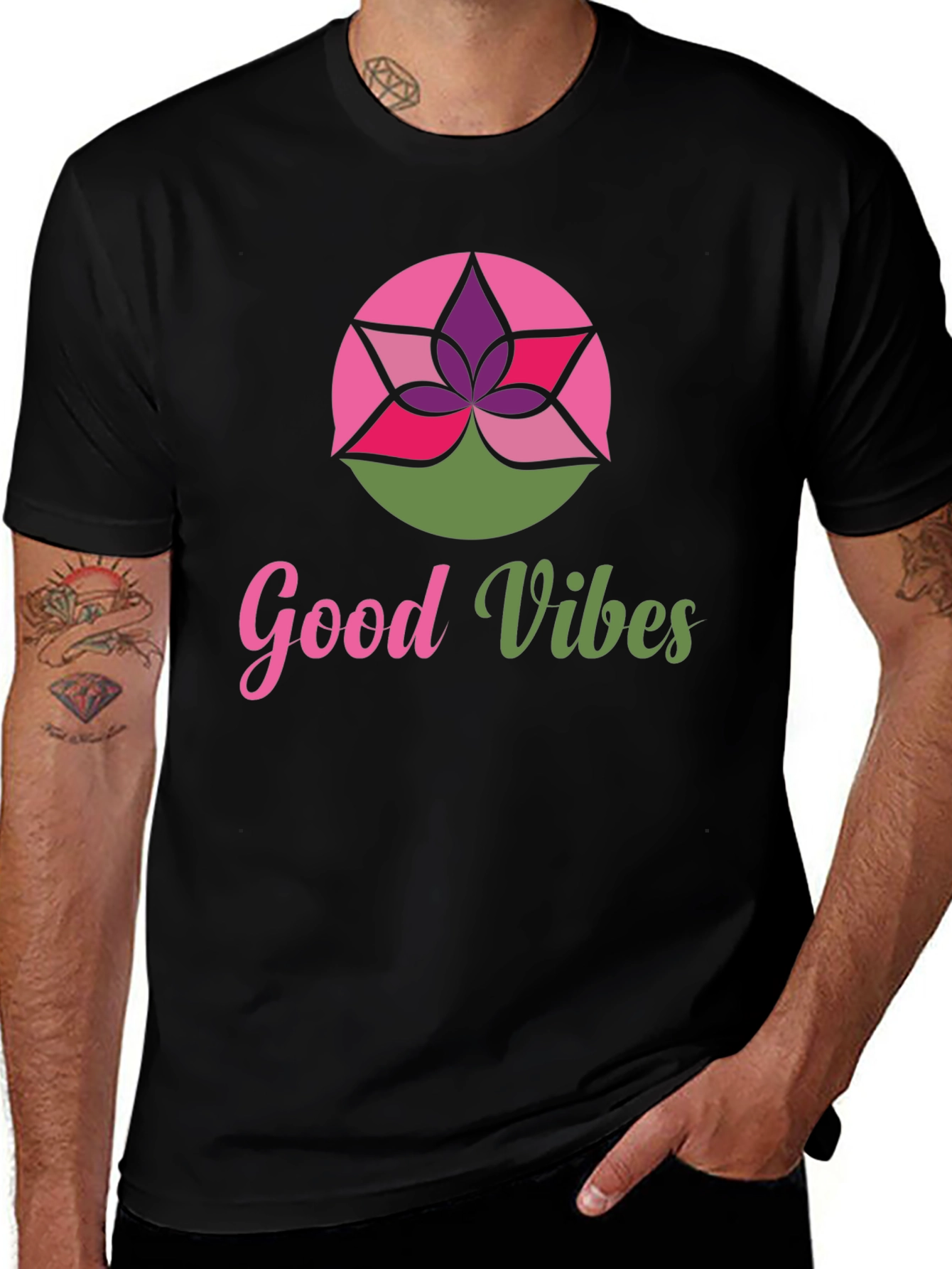 Good Vibes Lotus Graphic Tee - Stylish Comfort