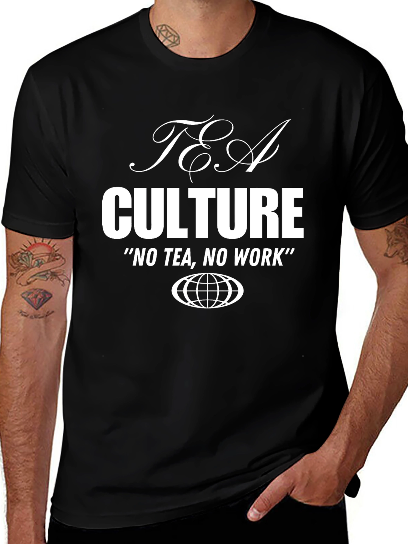 Tea Culture Graphic T-Shirt - No Tea No Work