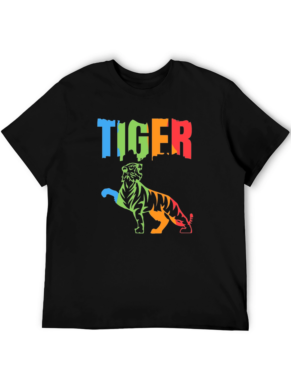 Vibrant Tiger Graphic Tee - Mens Black T-Shirt