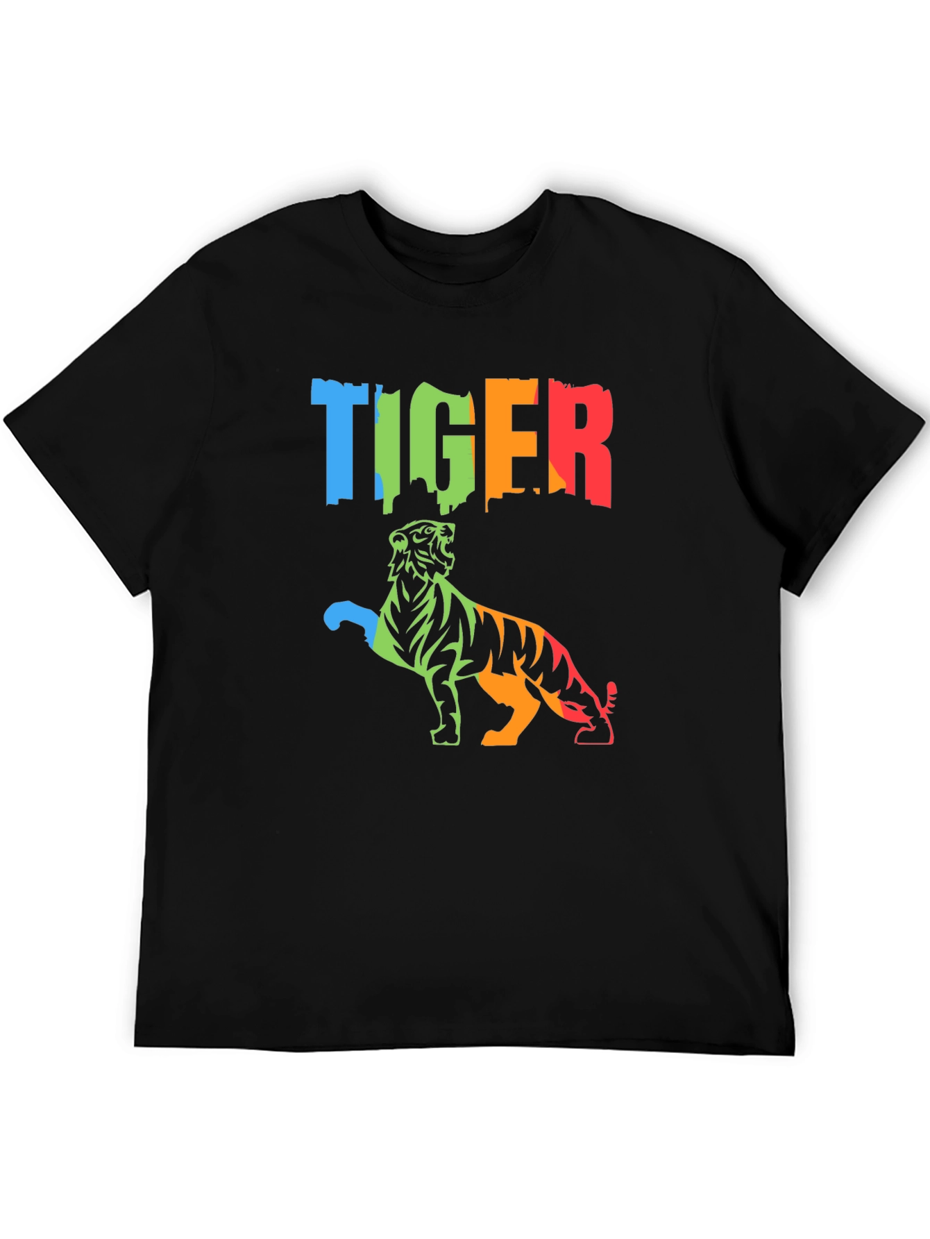 Vibrant Tiger Graphic Tee - Mens Black T-Shirt