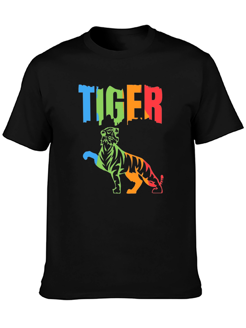 Vibrant Tiger Graphic Tee - Mens Black T-Shirt