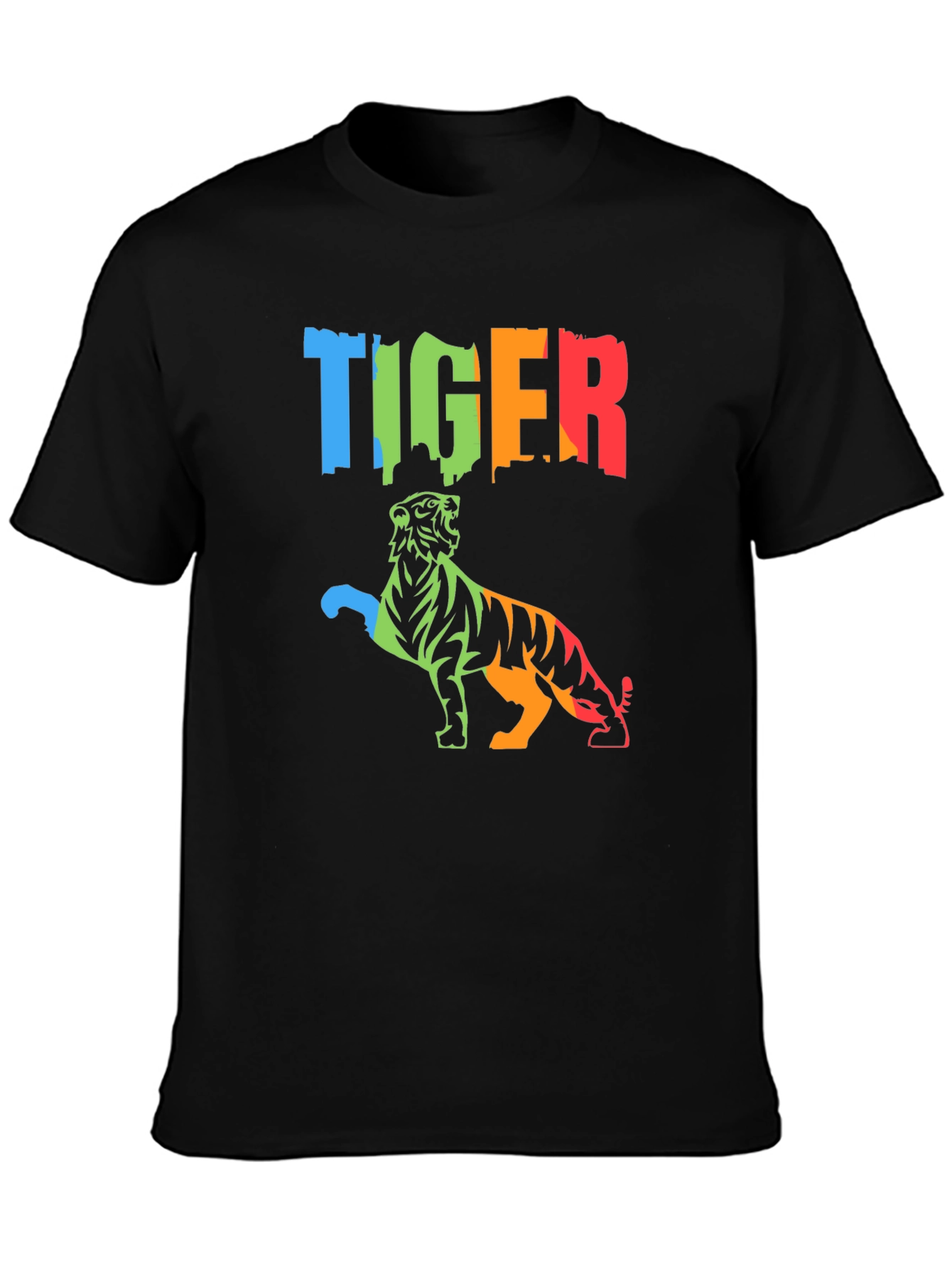 Vibrant Tiger Graphic Tee - Mens Black T-Shirt